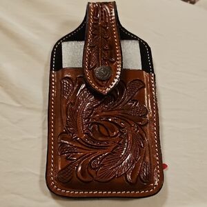 Brown Leather Phone Holster with Clip